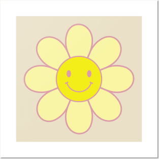 Flower Smiles Pink amd Yellow Posters and Art